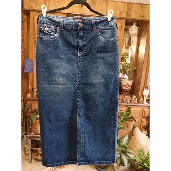Vezucci Jeans full length stretch denim skirt size 12 - Picture 1 of 3